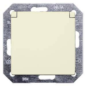Siemens light switch, cream-coloured, mounted in a rectangular metal frame, part of the Delta series.