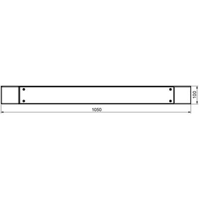 Diagram of a rectangular beam with label: Width 1050, Height 100. Display of beam dimensions.