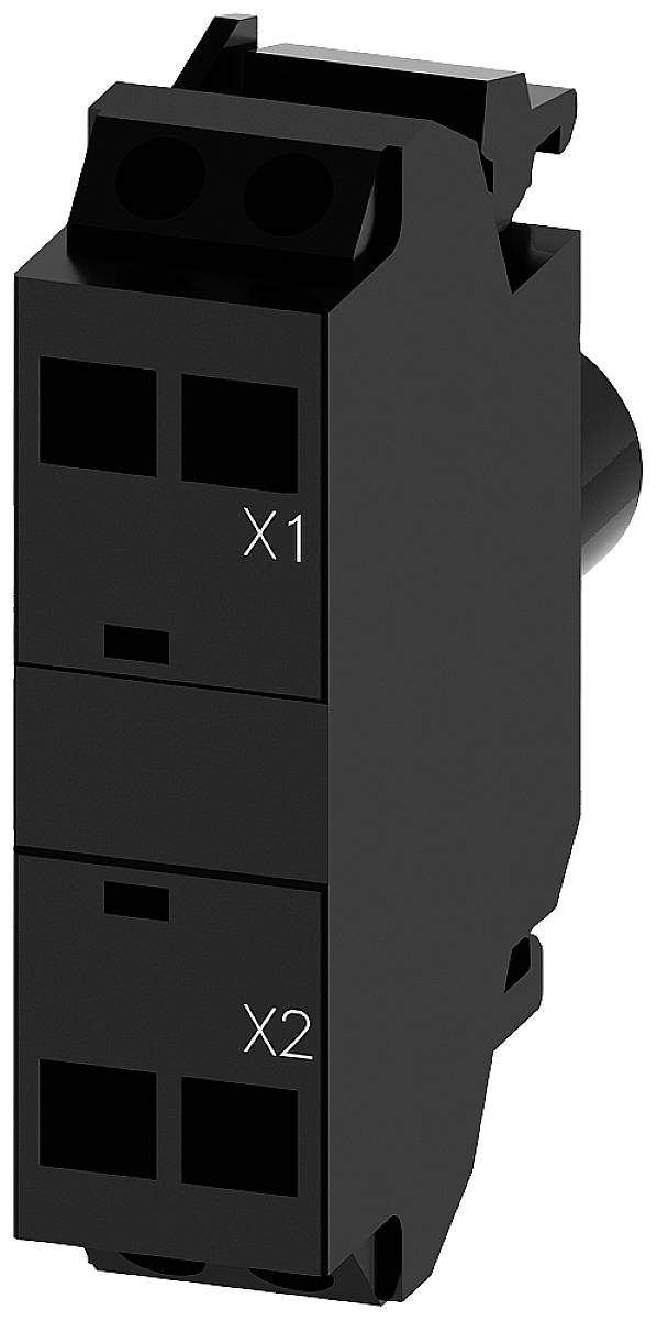 'Black electric switch with two sockets, X1 and X2, on the front.'