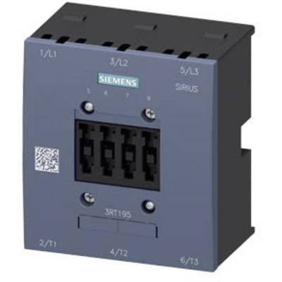 A Siemens electrical switching device, designated 'Sirius 3RT195', shown in grey colour with connections and a QR code.