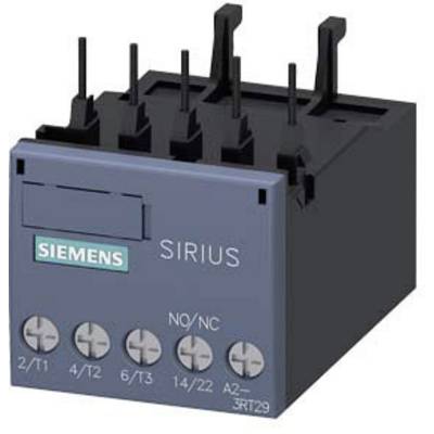 A Siemens Sirius relay with multiple black plug connections and numbered contacts: 2/11, 4/12, 6/13, 14/22, A1, A2.