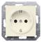 White socket in a silver metal mounting, suitable for European plugs.