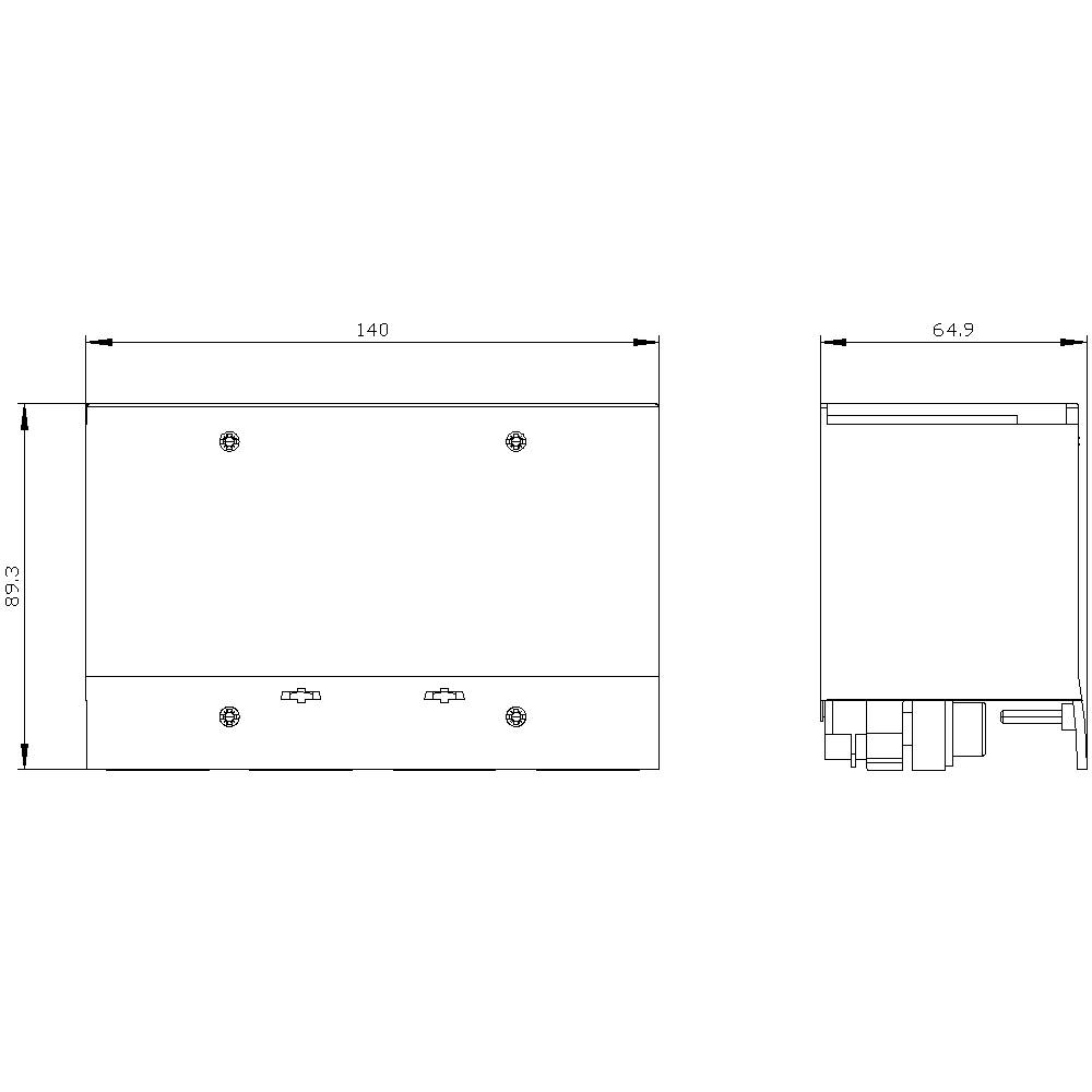Technical drawing of a rectangular device with dimensions: 140 mm width, 64.9 mm depth, and 83.2 mm height.