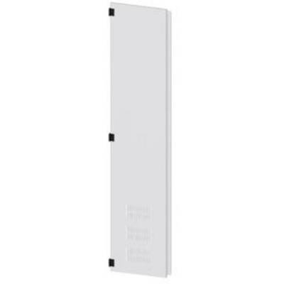 Grey rectangle with rounded corners, three black hinges on the left side and three vertical slits on the right.