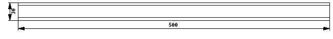 Technical drawing of a beam with dimensioning; length 600 units.