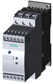A black electrical contactor with a grey front panel. Several terminal blocks are located on the top. The device is used for controlling electrotechnical systems.