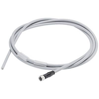Grey, long cable with a connector plug at one end and bare wires at the other. Primarily used for electrical connections.