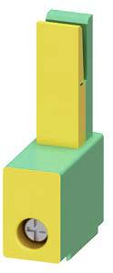 A yellow-green electrical connector module with screw terminal, suitable for industrial applications.