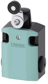 A turquoise-black lever from Siemens for industrial applications, with a rotating head mounted on the top.