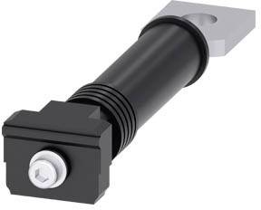 A black hydraulic damper with mounting brackets at both ends.