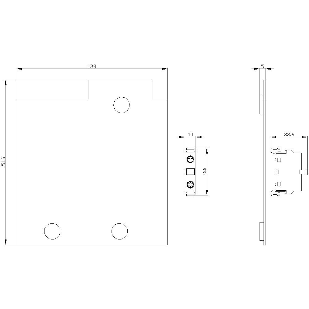Technical drawing of a square metal component with drill holes and dimensional specifications: 138 mm width, 152.3 mm height, 5 mm thickness.