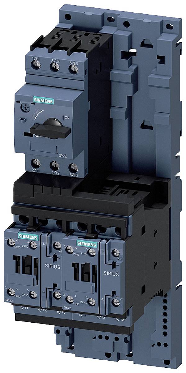 A Siemens electrical circuit breaker, comprising multiple modules in blue, designed for controlling electrical currents.