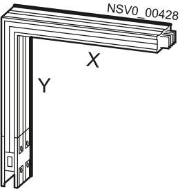 Metal frame profile with designations 'X' and 'Y'. The profile is depicted as a rectangular angle, with the code 'NSV0_00428' at the top.