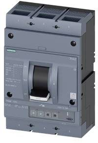 Main switch in an electrical control cabinet, three-phase, with black toggle lever and grey housing front, for energy management.