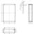 Technical drawing of a rectangular metal structure with detailed dimensions in millimetres, comprising three views.