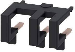 A black plastic plug with two visible copper contacts pointing downwards, used in electronic applications.