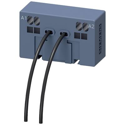 A blue electrical component from Siemens with two black cables, marked with 'A1' and 'A2'.