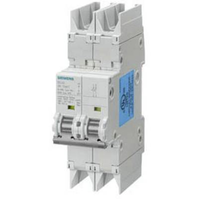 'Siemens circuit breaker, 2-pole, 63A, 400V. White housing with blue and green labels. Switch drawer located at the top.'
