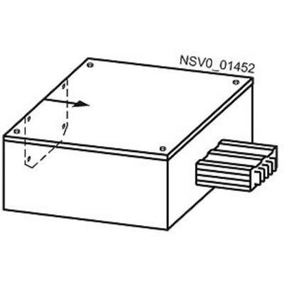 Electrical cabinet with an arrow and the number 'NSV0_01452' on the lid; connection plug on the right.