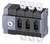 Siemens electric load isolator, grey and black, with three switching positions and six contact connections.