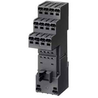 Black electronic component with multiple slots and a lever, possibly for industrial or electrical applications.