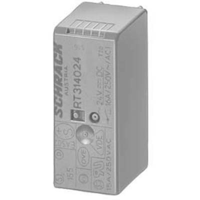 'Relay RT314024, Schrapach Austria, 24V DC/AC, 10A 250V~' shows the technical specifications of an electrical relay component.