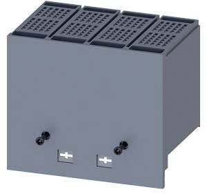 A grey enclosure with ventilation slots and two small plus and minus symbols on the front, likely part of an electronic device.