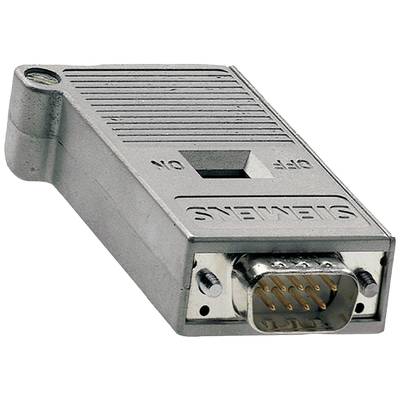 Metallic adapter with a 9-pin D-connector at the front and a side on/off switch branded with 'SIEMENS'.