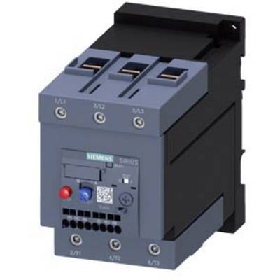 A three-pole Siemens power switch with control buttons and terminals, marked with SIRIUS and a QR code on the front.