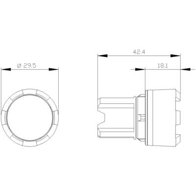 Technical drawing of a cylindrical component with a diameter of 29.5 mm and a length of 42.4 mm, detailed view of the form.