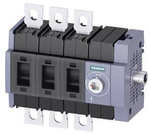 'A black Siemens electrical power switch with multiple connections and a rotary switch on the front.'