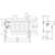 Technical drawing of a component with precise dimensions in millimetres. Shows front and side views with hole spacings.