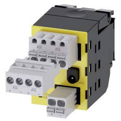 An industrial electrical switch with a yellow housing and multiple connections, including ASI connections for wiring.