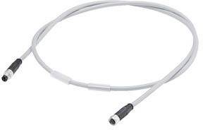 Grey data cable with two black connectors at the ends, on a white background. Suitable for electronic connections.