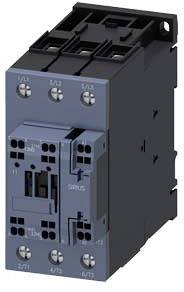'Electrical contactor for controlling electrical circuits, with terminal connections at the front, mounted on a black housing.'