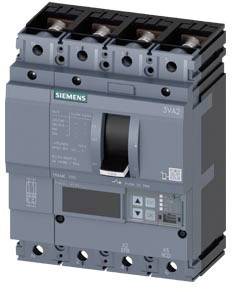 A Siemens circuit breaker in a grey housing with a black lever, multiple connection points at the top and bottom, for electrical control.