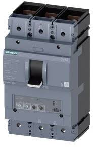 A grey Siemens electrical switch with a lever in the centre and multiple electrical connections at the top and bottom.