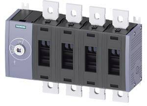 A four-pole circuit breaker, grey and black, with a device for controlling electrical circuits.