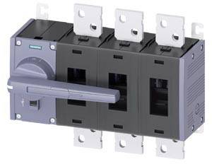 Electric power switch with a plastic rotary handle, mounted on a metal plate with multiple connection tabs.