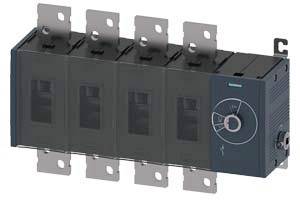 Industrial safety switch with four fuse holders and a rotary knob on the right side for control.