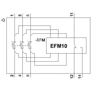 Diagram shows an electrical circuit diagram with components and labelling 'EFM10'. Connections between multiple contacts are visible.