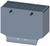 Grey electronic enclosure with ventilation slots and two mounting screws at the front. Suitable for DIN rail mounting.