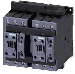 An electrical contactor with multiple blue and black components, used for controlling electrical circuits in industrial applications.