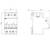 Drawing of an electrical protective switch with dimensional specifications: Height 89.8 mm, Width 53.2 mm, Depth 70.5 mm. Double view.