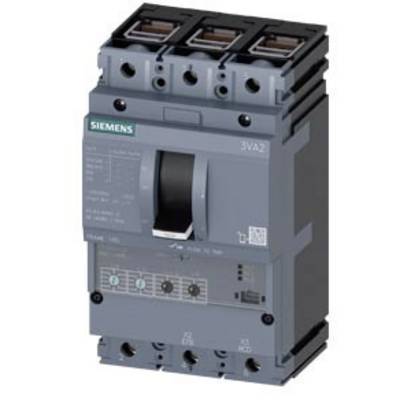 'Siemens 3VA2' circuit breaker, three-pole. Used in electrical systems to interrupt current flow during overload conditions.