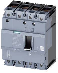 Automatic circuit breaker by Siemens with four terminals, grey, modern design, suitable for industrial applications.