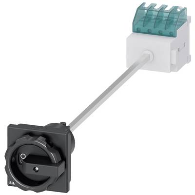 A switch with a long rod, black round front face and white rear casing, suitable for electrical installations.