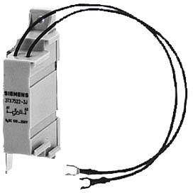 Grey Siemens relay with two long, black cables, suitable for electrical circuits with a voltage range of 50–300V.