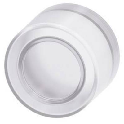 Silver metallic lid, round, with a smooth surface and raised edge.
