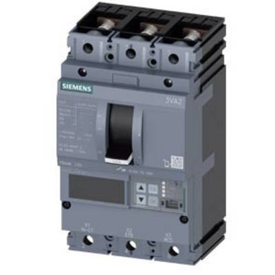 A three-pole Siemens circuit breaker, Model 3VA2, in dark grey, suitable for isolating and protecting electrical circuits.